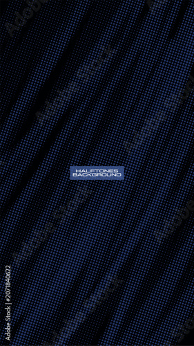 Abstract Dark Halftone Dot Pattern Background with Blue Gradient Glow