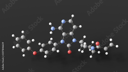 Obraz na plátně tolebrutinib molecule 3d, molecular structure, ball and stick model, structural