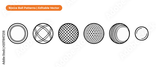 Foto Bocce ball vector icon patterns set for outdoor sports game design elements showing various striping and grids in minimalist outline style perfect for graphic layouts and recreational gaming artworks