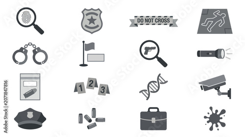 Crime Investigation Law Enforcement Symbols.