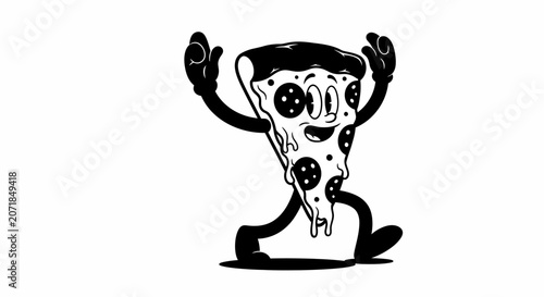 Quadro su tela Playful anthropomorphic slime character vector illustration featuring a bright green gooey creature with large expressive eyes and a friendly smile on a white background