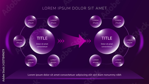 Business Transformation Infographic with Process Flow and Concept Mapping Diagram