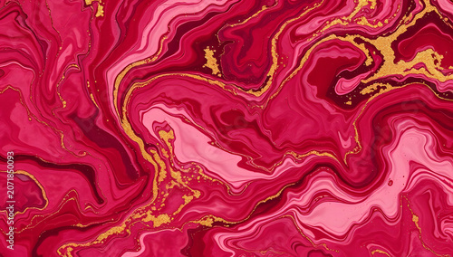 Luxury Fine Art Marble Fluid Painting Pink Red Vibrant Stone Texture Seamless Background