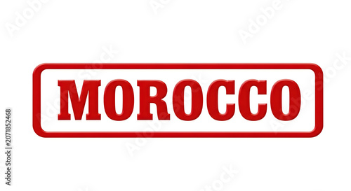 The national name of a north african country written in bold red block letters, showcasing its distinctive cultural identity and geographical heritage