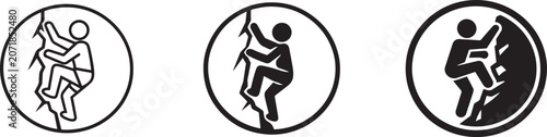 Tableau sur toile Sport rock climbing sign icon set with climbing symbols, adventure markers and outdoor activity signs
