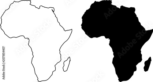 Fotografía Outline and silhouette map of africa continent isolated on white background