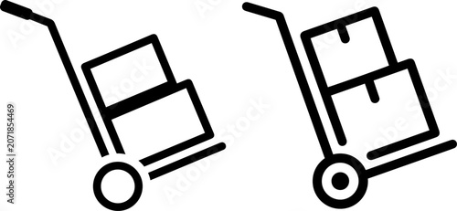 Φωτογραφία Hand truck with boxes icon set, delivery and logistics symbol