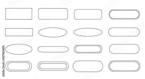 A collection of basic geometric shapes including squares, rectangles, circles, ovals, and rounded rectangles in various sizes and orientations arranged in a grid pattern