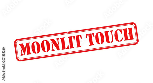 Moonlit touch elegant script logo with a romantic and soft aesthetic glowing in red against a clean white backdrop