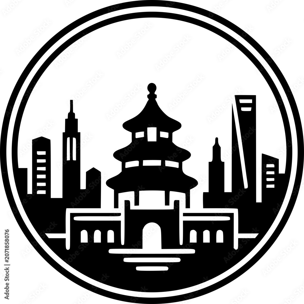 Fototapeta premium Beijing Skyline Vector Icon