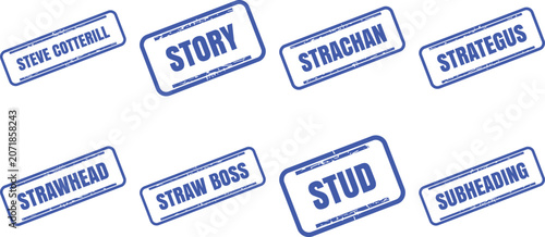 Schilderij op canvas Set of blue rubber stamp style text labels stamp vector design set