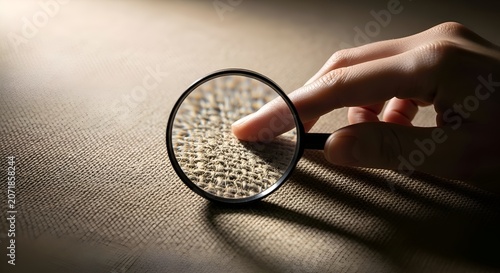 Magnifying Glass Examining Texture: Close-Up Study