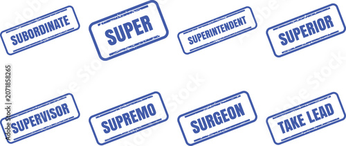 Tableau sur toile Set of blue rubber stamps with business and leadership related words stamp vecto