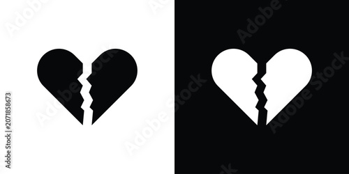Fotografie Broken heart icon. Flat filled symbols bundle