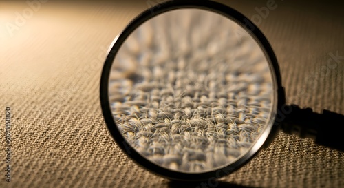 Magnifying Glass Focusing on Textile Weave Texture