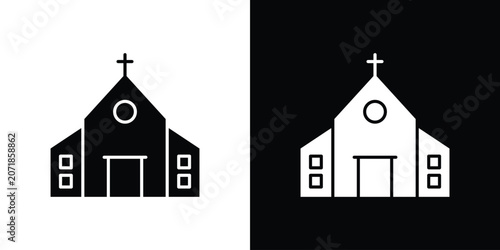 Quadro su tela Church icon. Flat filled symbols bundle