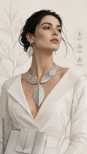 Woman wearing a necklace and earrings-(Wanita memakai kalung dan cincin)
