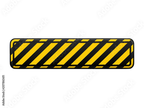 Caution barrier with yellow and black hazard stripes during outdoor construction Isolated on transparent background