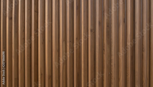 Vertical brown wooden slats wall panel isolated on a transparent background