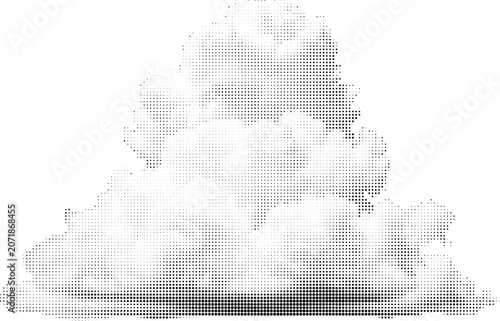 Принти на полотні Abstract smoke cloud in halftone dot pattern black and white effect isolated transparent background