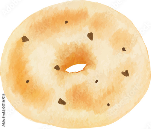 bagel bread watercolor breakfast food illustration