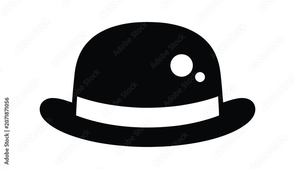 Fototapeta premium Black bowler hat with white band and dots