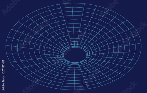 3D Perspective Grid Funnel Hole Wireframe Vector.