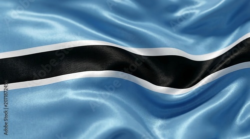 Silky fabric of the national flag of Botswana waving gracefully in a soft bright light