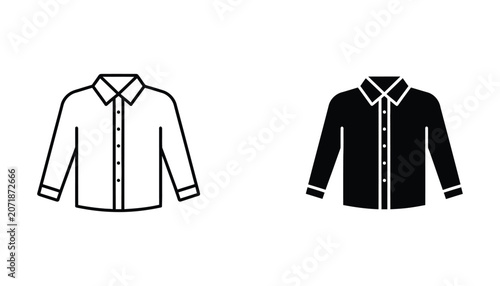 Black and white dress shirt icon pair