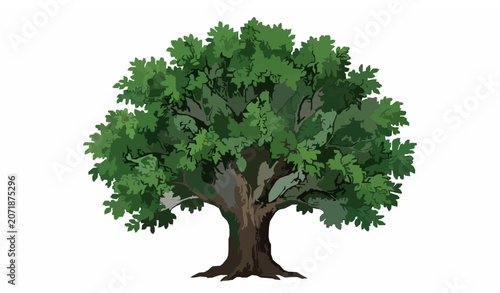 Hand Drawn Green Tree Sketch Vector Illustration Isolated on White Background