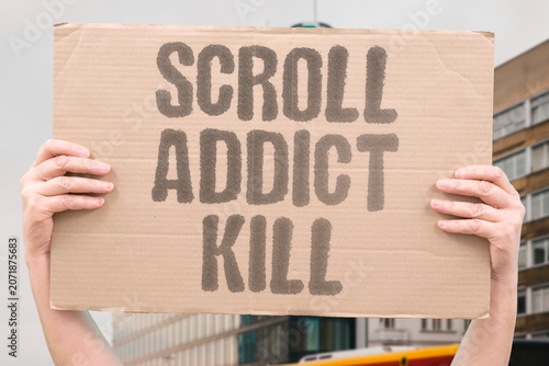 Konstfotografi "Scroll addict kill" Endless feed consumption can be fatal
