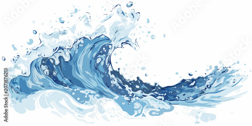 Bild auf Leinwand Blue water splash with dynamic curves a vector illustration on a transparent bac