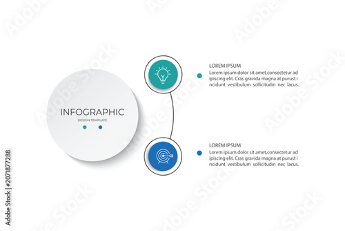 Business infographic template. Circle creative element design with marketing icons. Vector illustration 2 Step.