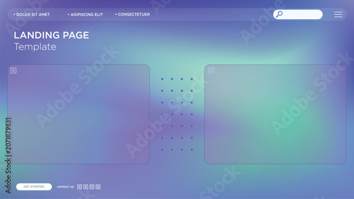 Abstract Futuristic Landing Page Template with Neon  Green Gradient Glassmorphism Background