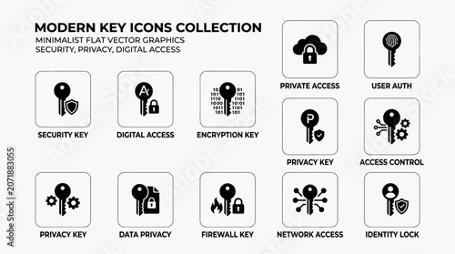 Collection of modern key icons.