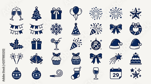 Christmas icons and symbols collection.