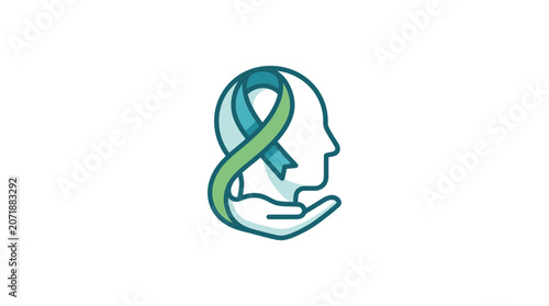Truth and Reconciliation Day Icon with Indigenous Ribbon and Human Profile