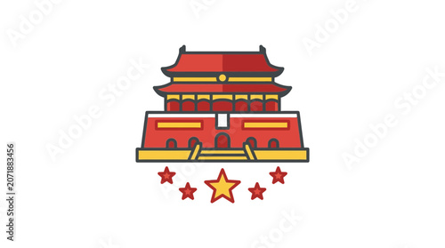 Tiananmen Square Landmark Icon Vector Illustration