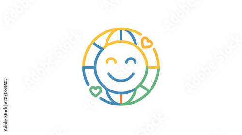 Truth and Reconciliation Day Icon with Globe and Smiling Face