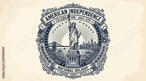 American Independence Day National Holiday Seal.