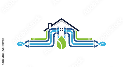 Eco friendly house water system concept.