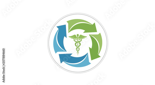 Medical recycling symbol with arrows.
