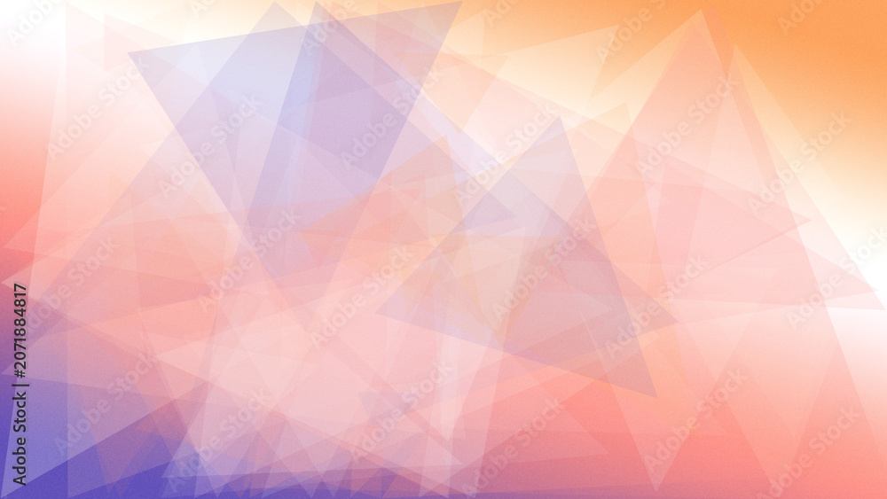 Obraz premium A soft, dreamy abstract background with layered polygon shapes and warm sunset gradients, ideal for tech banners, presentations, and soothing visual branding.