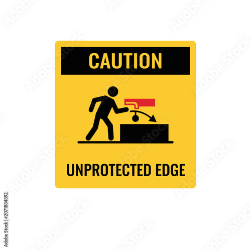 Caution Unprotected Edge Warning Sign Symbol.