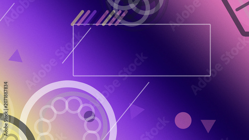 Schilderij op canvas An abstract neon HUD overlay floats over a purple gradient field, blending geometric lines and circles to suggest futuristic data access and digital creativity