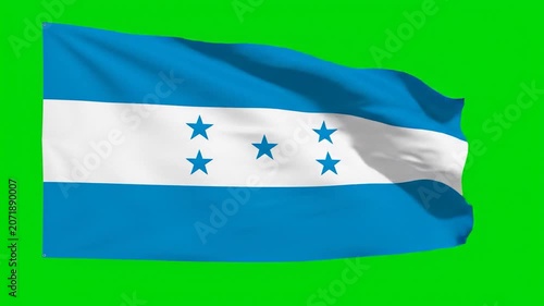 The national flag of Honduras waving on a green screen background