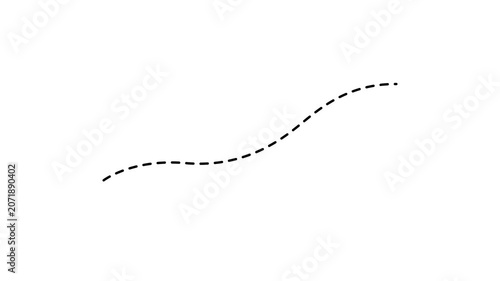 Minimalist animated dashed line path on white background, smooth motion for UI dotted line trajectory 4k video.