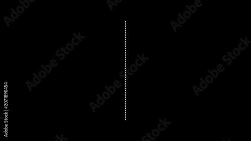 Minimalist white dotted vertical line animation on black background, modern abstract motion border 4k video.