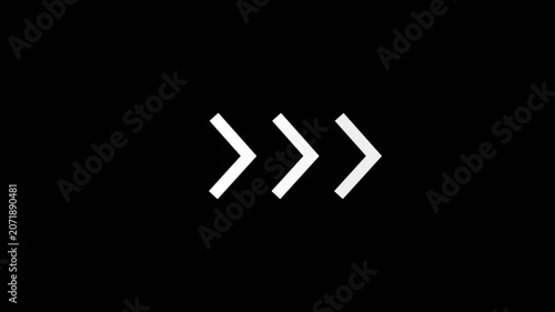 Minimalist loading animation with pulsing arrow on black background, for UI/UX interface 4k video.