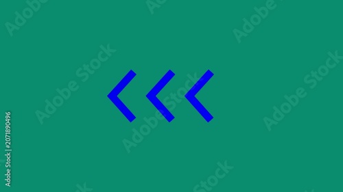 Minimalist animated chevron arrows pointing left on green background, for UI UX, and motion pointer direction, 4k video.